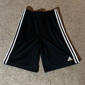Black and white adidas shorts